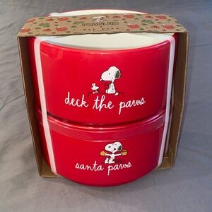 Rae Dunn Snoopy Holiday Pet Bowls